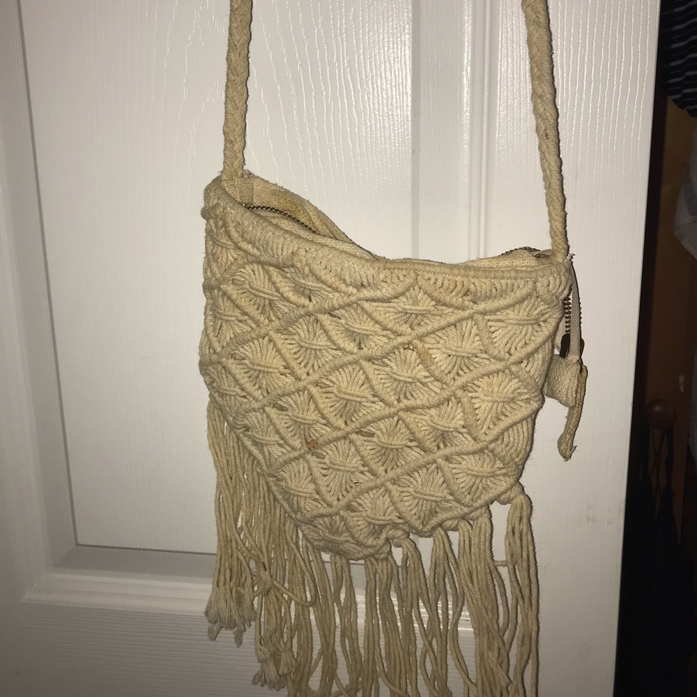 Cream colour crochet purse
